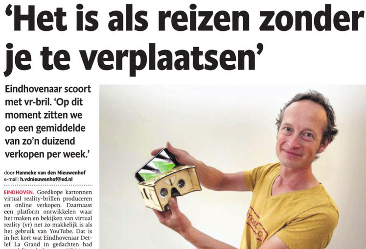 Artikel over VRmaster in het Eindhovens Dagblad